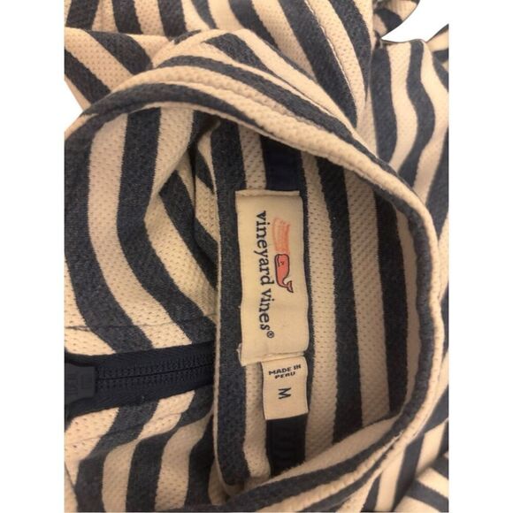 Vineyard Vines Navy & White Striped Quarter-Zip Pullover size medium - Picture 4 of 5